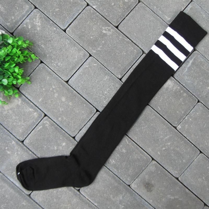 Three Bar Stockings High Tube Socks Combed Cotton Knee Long Chicken Feet Socks Sports Football Socks Adult Student Socks Women