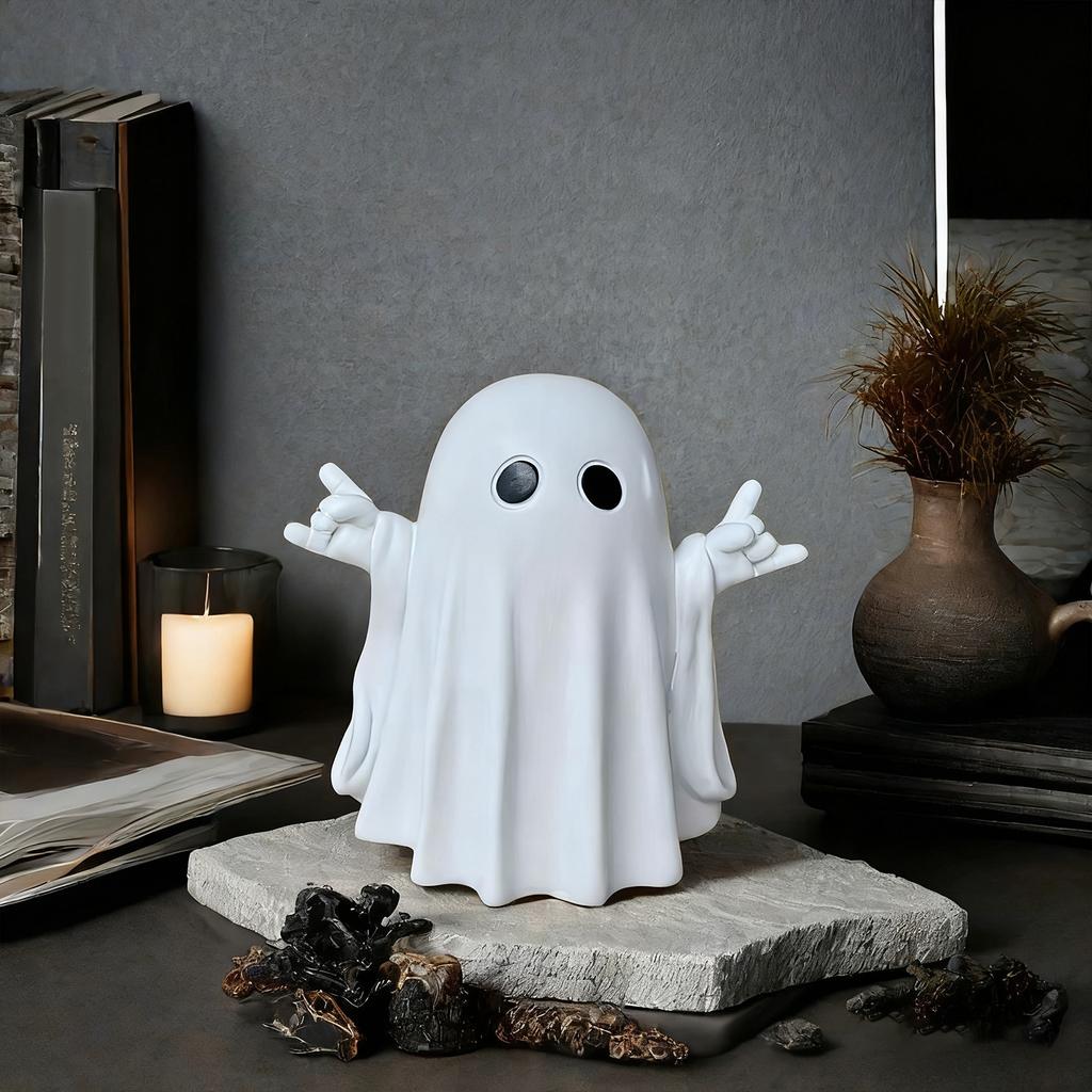 Halloween Decor Indoor Spooky Ghost Statue Cute Ghost Ornament Halloween Ghost Decor for Home Desk Party Decor