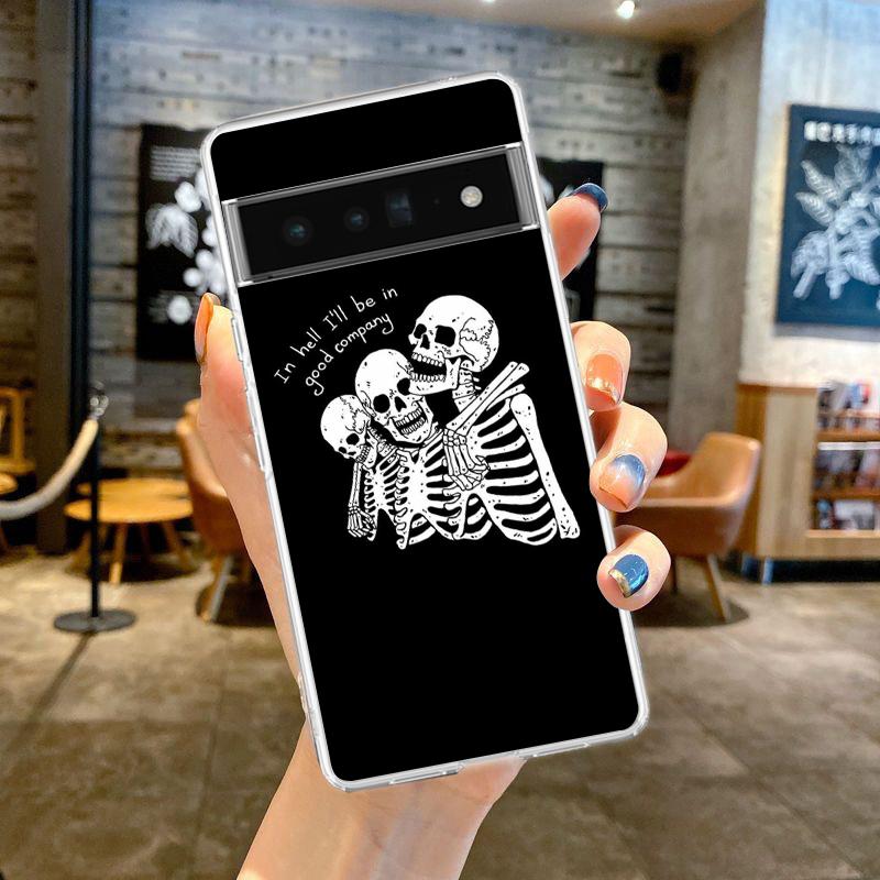 

Cute Skull Phone Case Cover for Google Pixel 8 7 6 5 4 4XL Shockproof Silicone 7A 6A 5A 4A 3A 3AXL Pro 5G Transparent Shell Bags Pixel 6