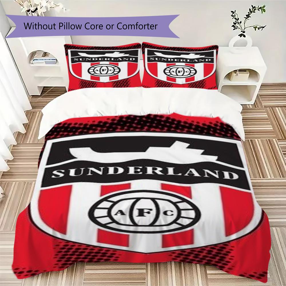 Juego de Ropa de Cama con Estampado Sunderland Funda Nórdica Funda de Almohada Decoración del Hogar Regalo de Cumpleaños (1 funda nórdica + 2 fundas de almohada sin relleno.)90