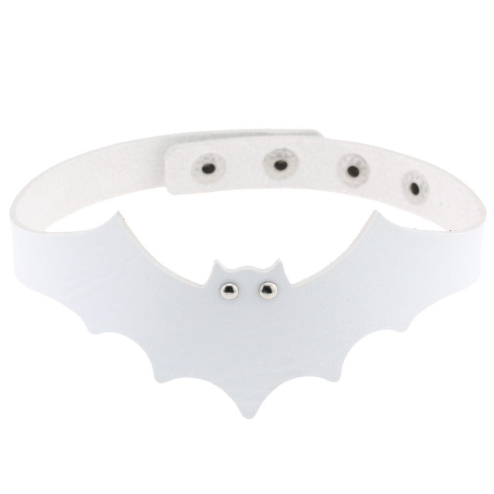 DIEZI Harajuku Bílý PU Kožený Kroužkový Choker Náhrdelník Pro Ženy Muže Vintage Gotický Hip Hope Nastavitelný Límcový Náhrdelník Šperky