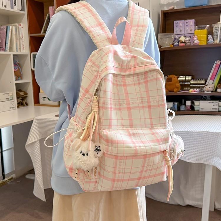 Zaino Estivo Vento Fresco Verde Menta a Quadretti Zaino Dolce Zaino Semplice da Viaggio Versatile Zaino per Scuola e Pendolari