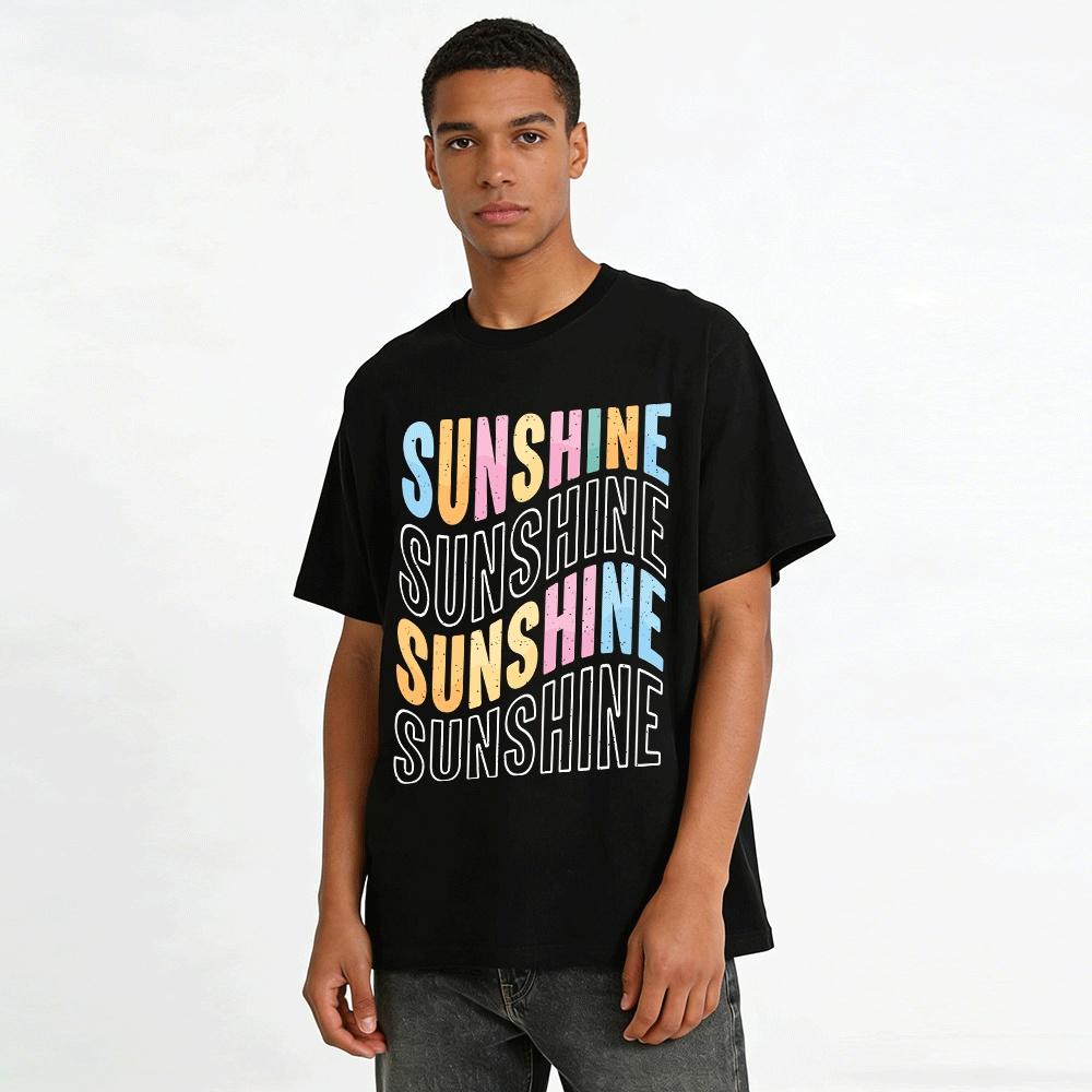 Vibrant SUNSHINE Letter Print Casual Short Sleeve T-Shirt Pure cotton T-shirt