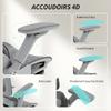 Office Chair, Ergonomic, 4D Armrests, Adjustable Headrest and Seat Depth, Grey Mesh