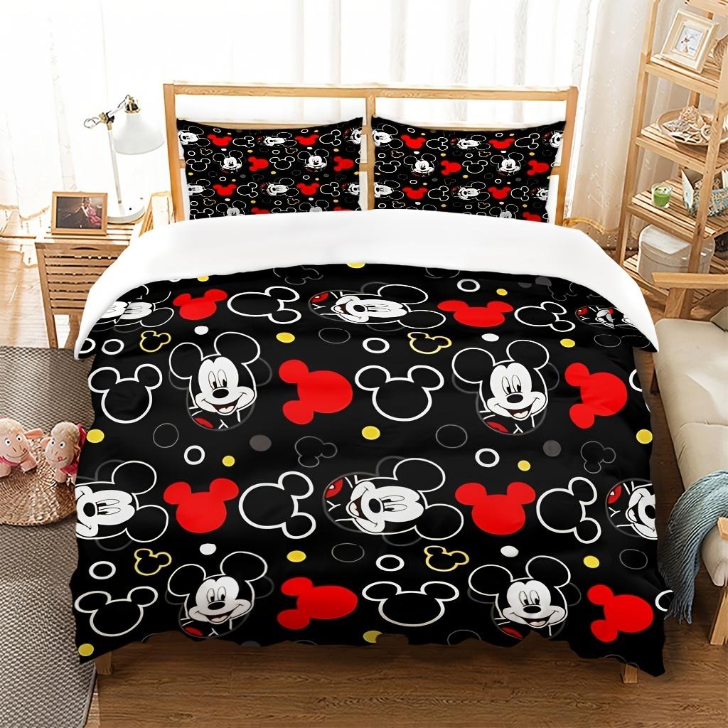 Minnie Mickey Bedding Set Duvet Cover Movie Character Bed Set Soft Microfiber Cover for Kids Teens Home