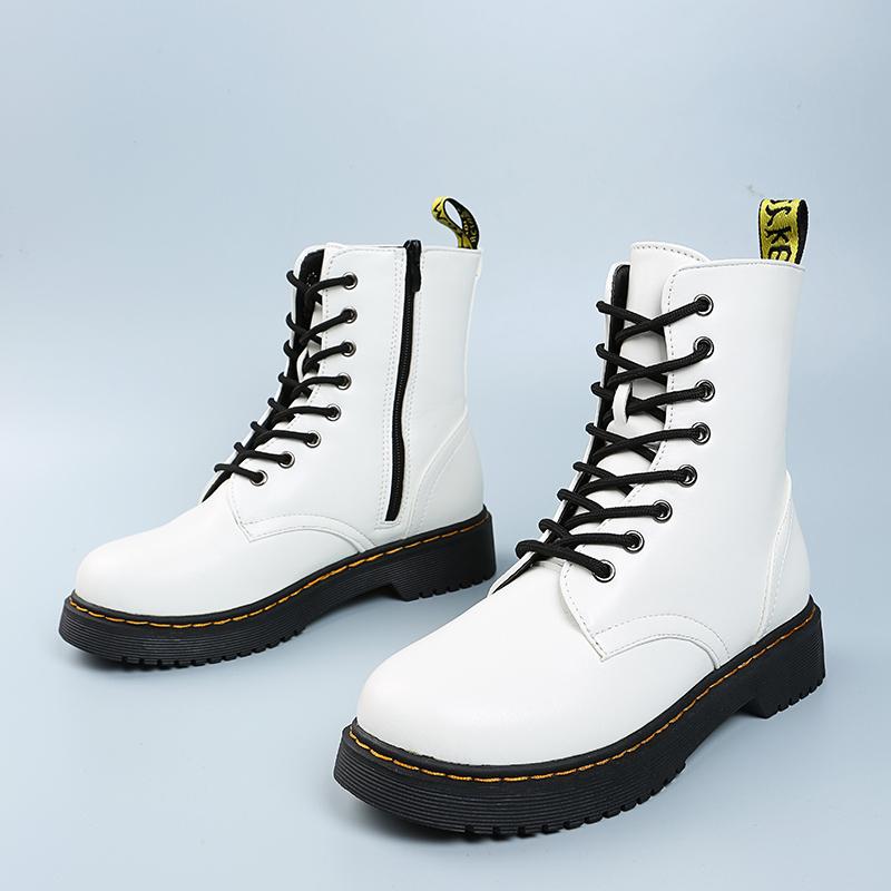 Women 'S Fashion Boots Autumn And Winter Warm And Comfortable All -Match Lace -Up Mid -Tube Flat Waterproof Non -Slip Women 'S Shoes