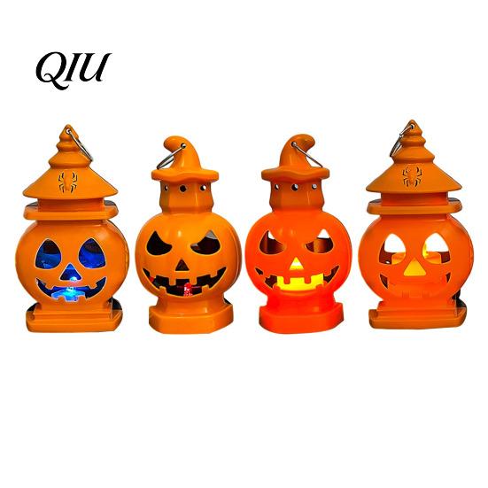 Flameless Pumpkin Decoration Halloween Castle Lantern, Handheld Glowing Jack O Lantern Decorative LED Light for Kids, Spooky Party Prop, Night