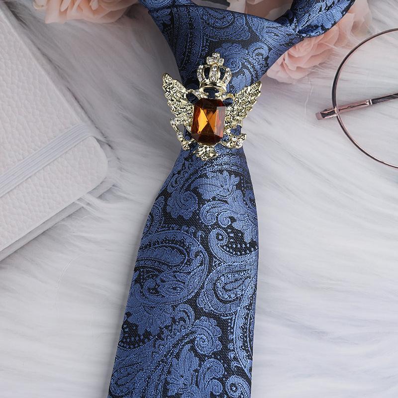 Men'S Emperor Rhinestone Collar Ring Clip Tie Hoop Vintage Knight Tie Hoop Business Shirt Tie Button Brooch