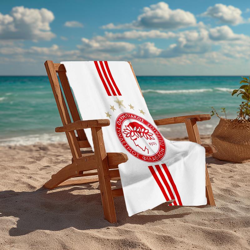 Ultra-weiches Strandtuch mit Olympiakos-Thema, ideal für Pool - Camping, Tauchen - Perfekter Reisebegleiter, Lebendiges Strandtuch.