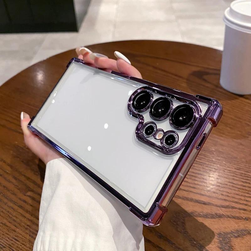 Galvanisierte vier Ecken Anti-Drop Transparente Schutzhüllen für iPhone Samsung Huawei Honor Xiaomi Redmi OPPO Realme Vivo Infinix Tecno