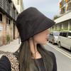 Ding Walk Walk Free Face Cover Versatile Suede Fisherman Hat Children Spring and Autumn Show Small Face Solid Color Bucket Basin Hat Men Trend