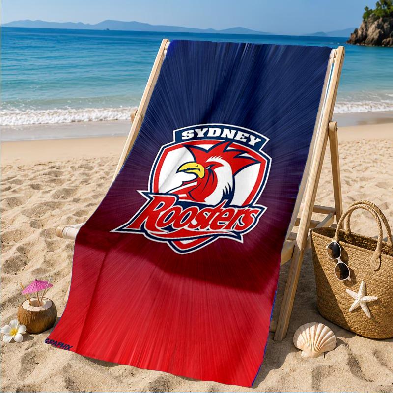 Serviette de plage Esprit d'équipe des Sydney Roosters, Séchage rapide, Facile d'entretien, Convient aussi bien pour le fitness que pour les vacances à la plage, Essentiel de sport