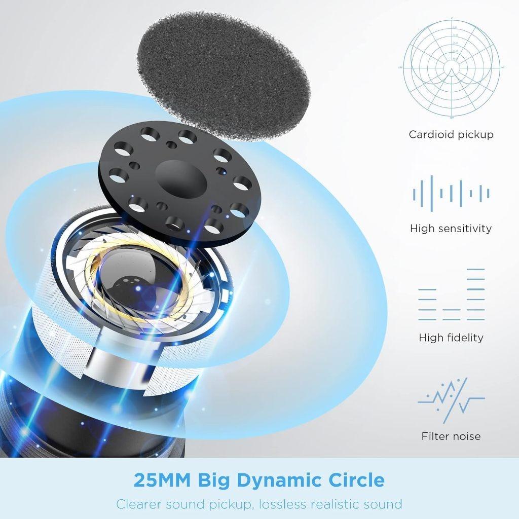 Wireless Microphone Karaoke Dual Handheld Dynamic Microphone with Rechargeable Receiver for Wedding Party Speech Church Club