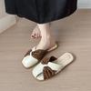 French evening breeze temperament girl campus one pedal slippers outside wearing non-slip flat bottom bag head half drag cool slippers