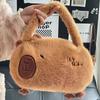 Cute Capybara Plush Backpack Funny Cartoon Capybara Shoulder Bag Student Fur Bag Plush Capybara School Bag For Kids