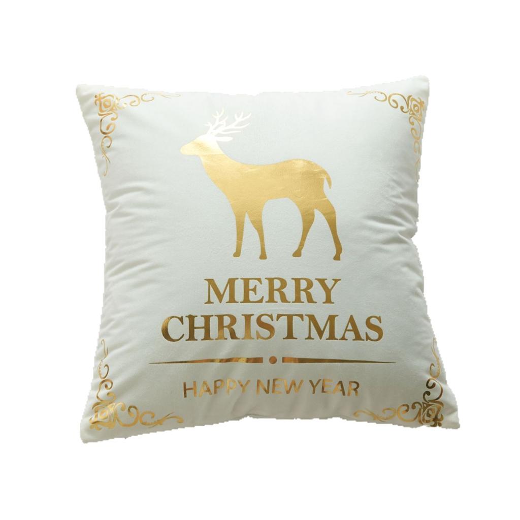 Christmas Atmosphere Bronzing Craftsmanship Festive Feel Pillow Cover Fabric Soft and Comfortable Home Sofa Pillow Bedside Cushion