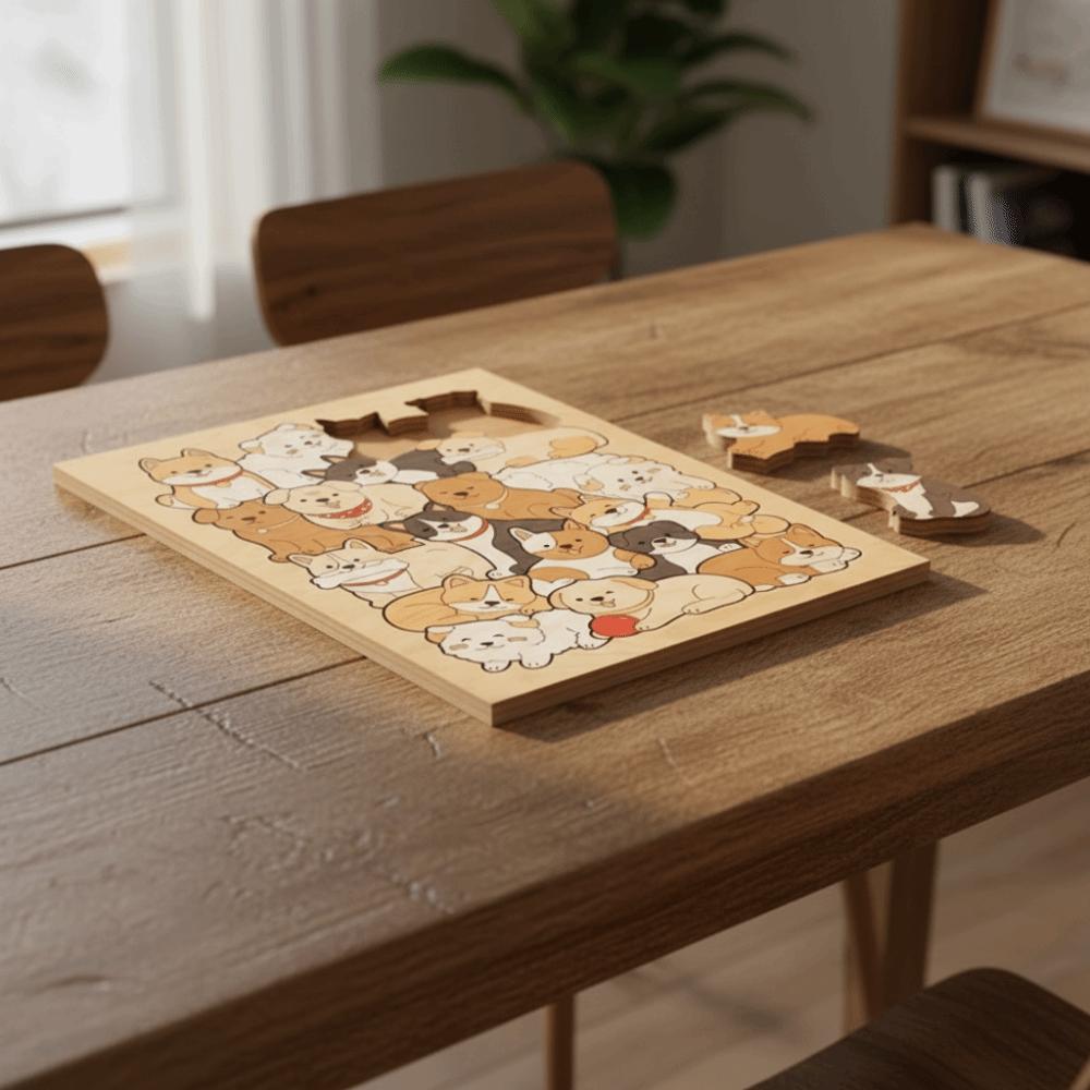 Wooden Puzzle Painting Decorative Plaque Tabletop Decoration Puzzle Decorative Plate Home Decor