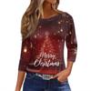Women's T Shirt Christmas Print 3/4 Sleeve Daily Weekend Fashion Basic Round Neck Regular Top