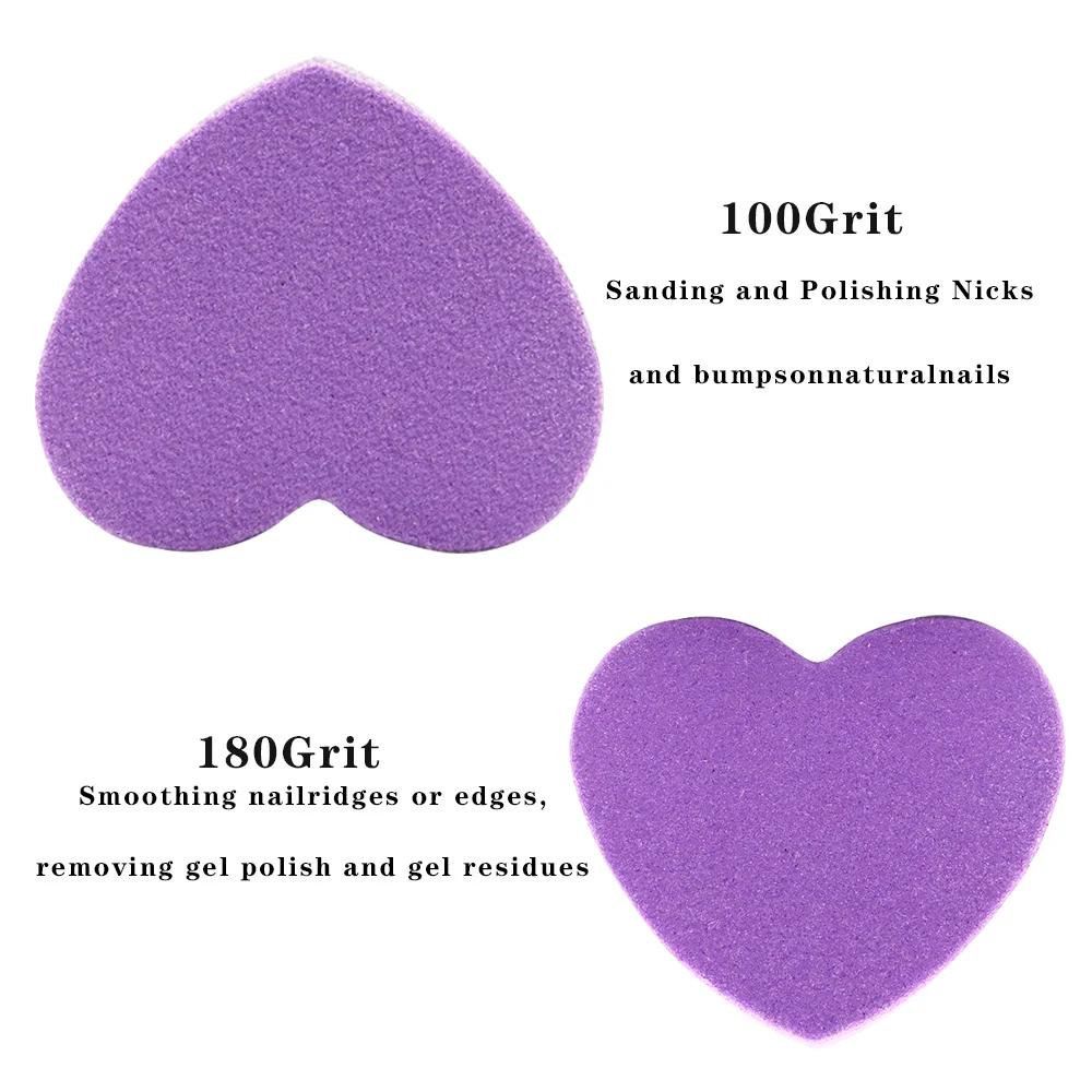20/50Pcs Nail Polish Buffer Heart Mini Buffing Sanding Files Block Pedicure Care Manicure Pedicure Nail File Tools Nail Charm