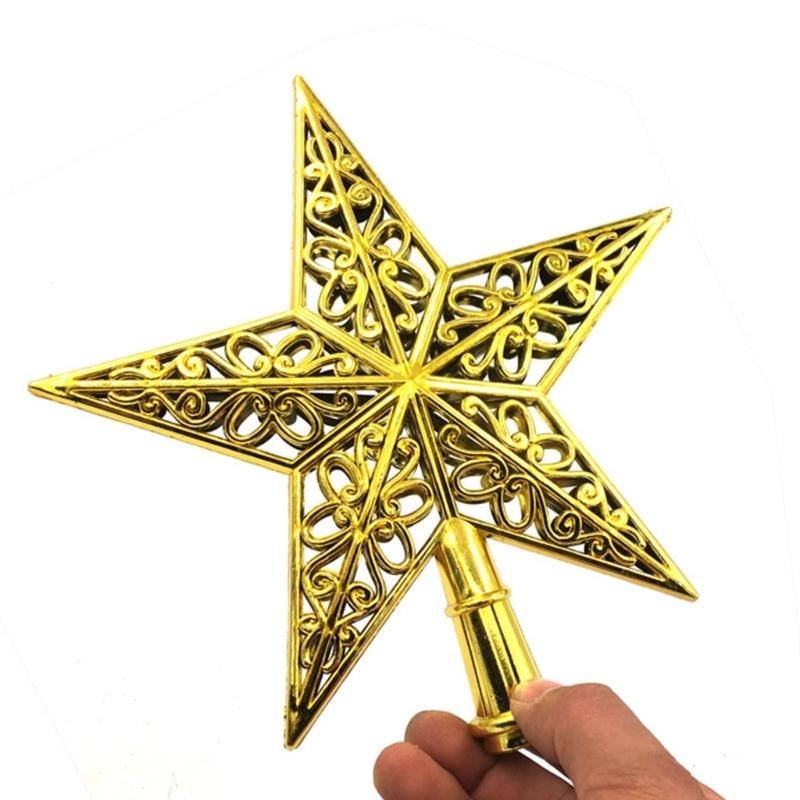 Christmas Tree Top Decoration Hollowed PVC Star Tree Ornament for Festival Tree Decoration Holiday Party Centerpieces