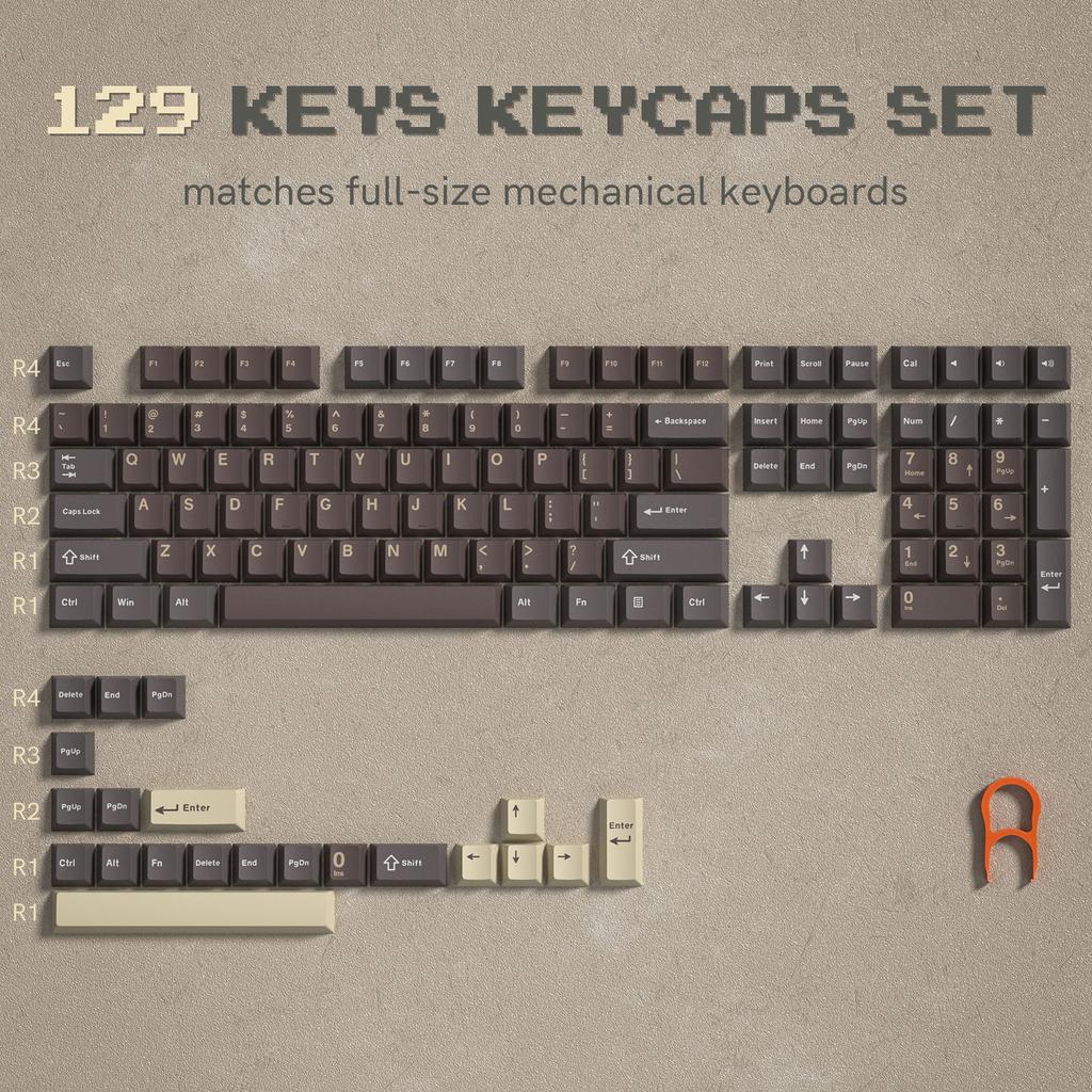 Xiaomi Womier 122 Keys Retro Black PBT Keycap Double Shot Cherry Profile Key Caps for Cherry MX Switches Mechanical Gamer Keyboard