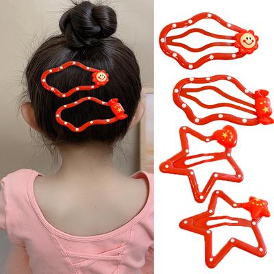 20 stuks/lot nieuwe rode ster klikclip voor meisjes, waterdruppelvormige haarspeldjes, zwarte haarspeld, zilveren haarclip accessoires voor dames, kawaii BB clip
