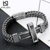 Stainless Steel DragonBone Chain Bracelet for Men Punk Cross Charm Magnetic Clasp Strong Bracelet Gold Color Heavy Biker Jewelry