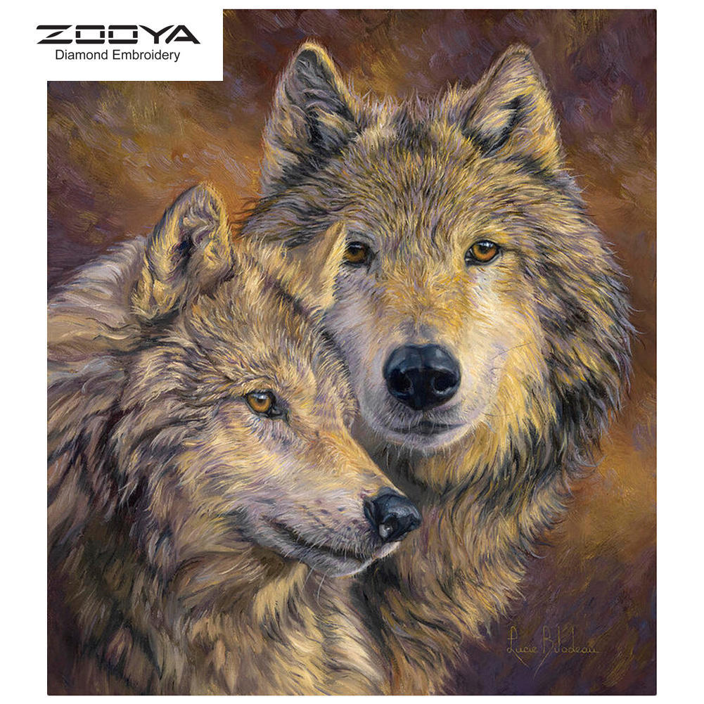 

ZOOYA 3D Алмазная вышивка животное волк алмазная живопись вышивка крестиком круглая картина со стразами пара волк домашний декор