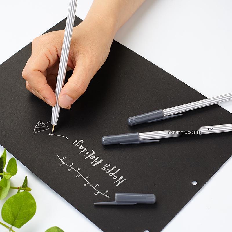 Munami Monami Kugelschreiber Silber für Leder Stoff mit Dekorativer Schrift (Modell 01005)