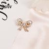 Oxidation-proof Pin Bowknot Design Brooch for Women, Faux Pearl Rhinestones Inlaid Lapel Jewelry Pin, Versatile Accessory Sweaters Collars Hats