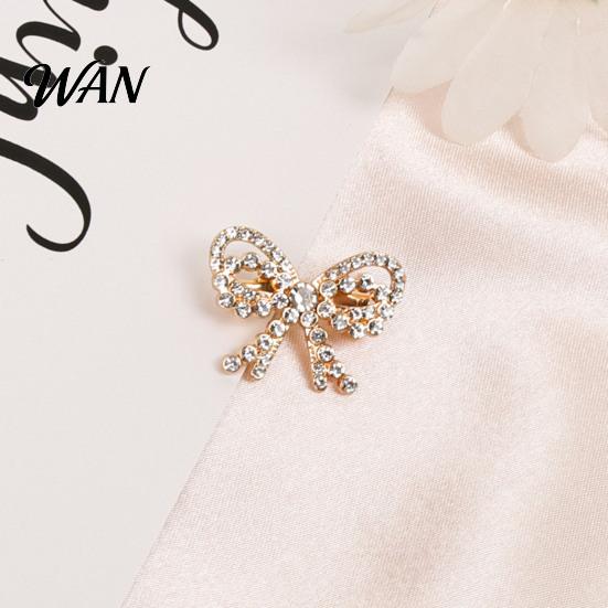 Oxidation-proof Pin Bowknot Design Brooch for Women, Faux Pearl Rhinestones Inlaid Lapel Jewelry Pin, Versatile Accessory Sweaters Collars Hats