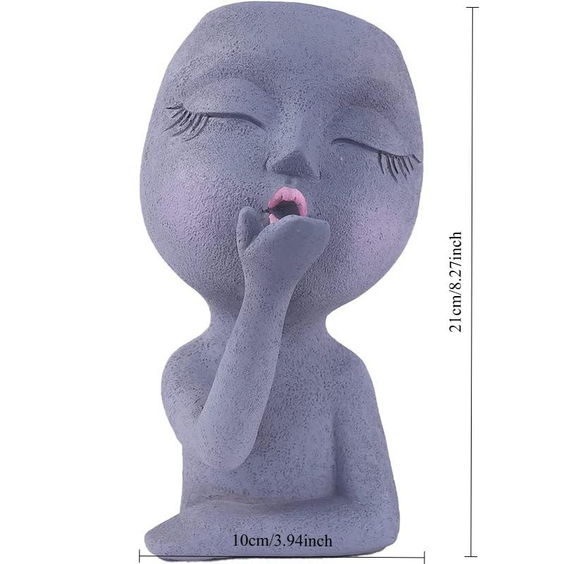 Gardening Creative Doll Resin Ornaments Succulent Flower Pot Green Plant Human Head Shape Flower Pot