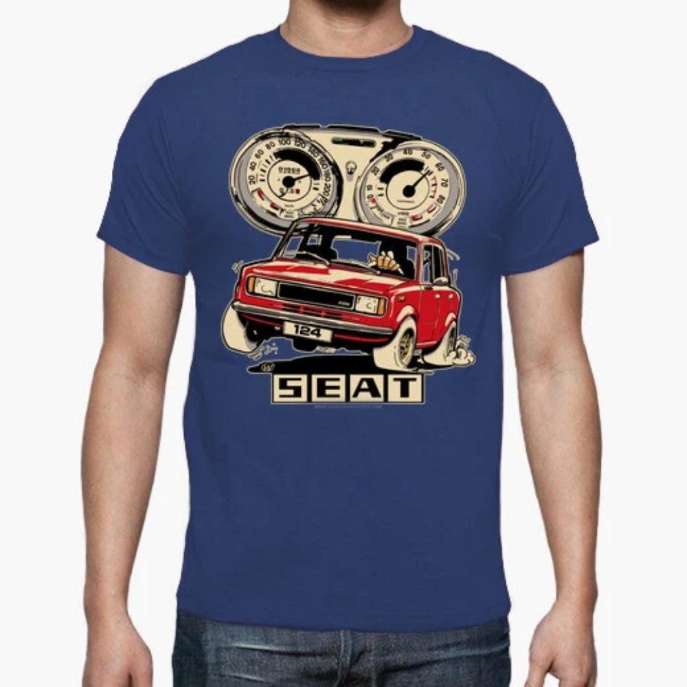 Hot Sale Vintage Classic Spain S E A T 124 Small Family Car T Shirt. New 100% Cotton Short Sleeve O-Neck T-shirt Casual Mens Top