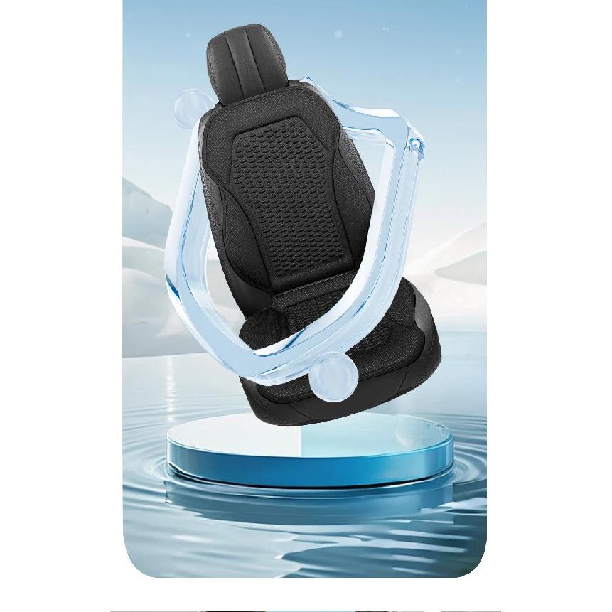 3D Textured Breathable Cooling Summer Car Seat Cushions,Ice Silk Fabric Front Dual-Seat Pads, Easy Installation No Straps Need