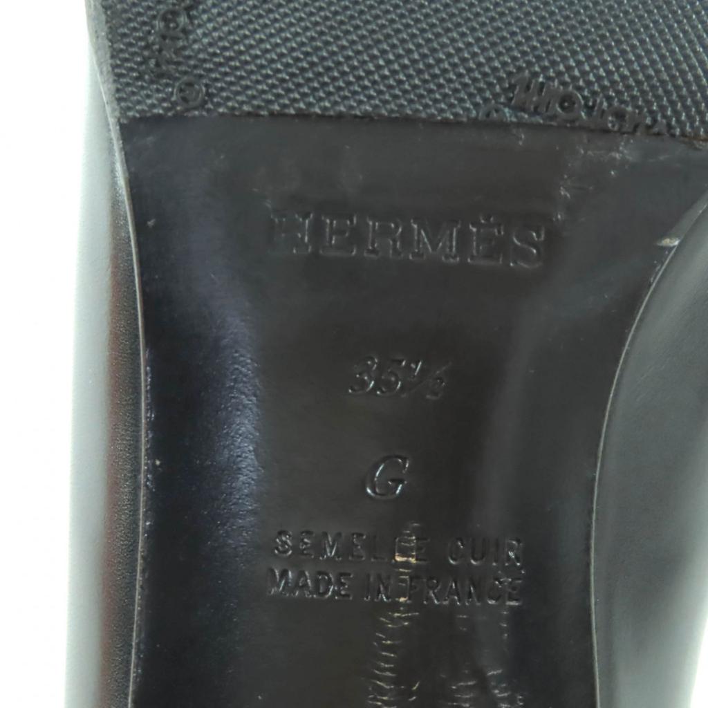 Tolle HERMES Slipper schwarzes Leder Damen 35.5 Gebraucht