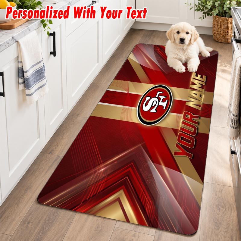 San Francisco 49ers Custom Name Flannel Rug Kitchen Mat Non Slip Floor Carpet Personalized Home Decor