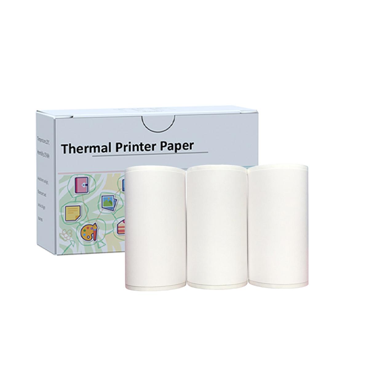 

Білий самоклеючий термопапір, папір для наклейок для друку для кишенькового мобільного принтера Phomemo M02/M02 Pro/M02S/M03, чорний на білому, 50 мм x 3,5 м мафінів кольору