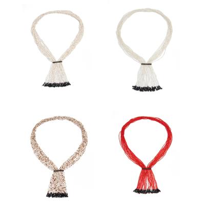Bohemian Multiple Layer Handmade Bead Crystals Necklace With Ethnic Tassels Designs For Fashion And Festivals
