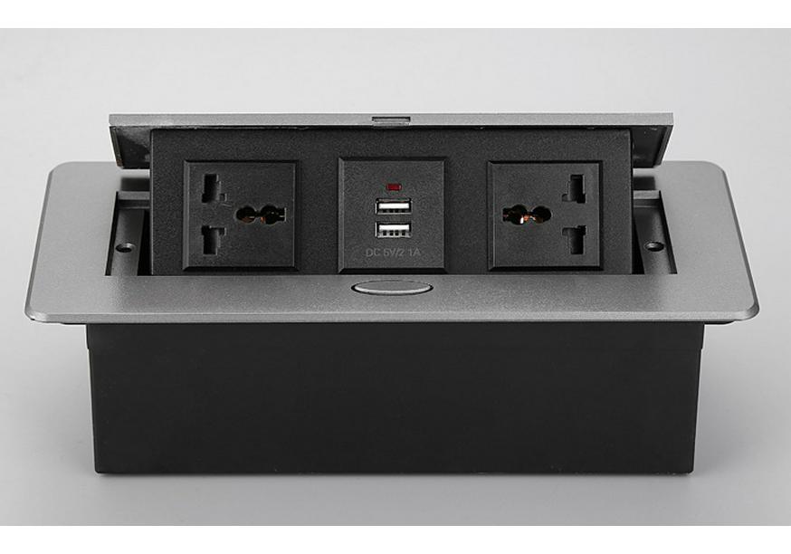 Golden Pop-up Hidden Power & USB Socket for Vietnam/Thailand Conference Tables