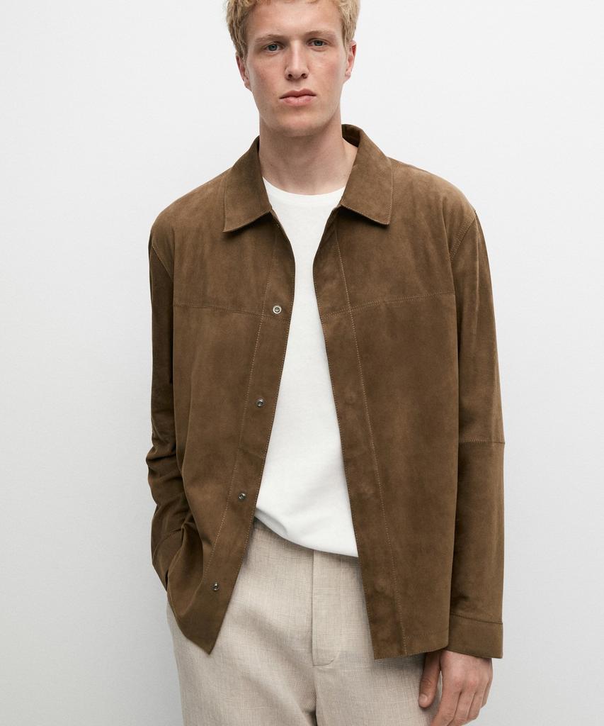 Massimo Dutti Lightweight Suede Leather Overshirt