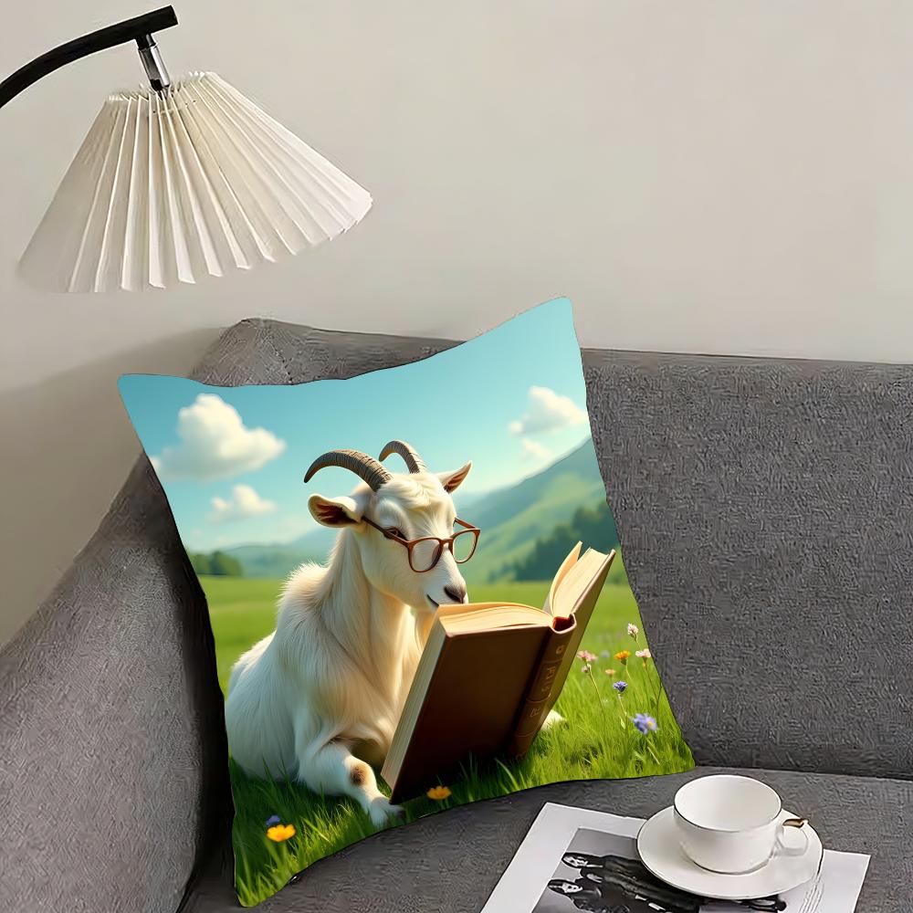Funny Goat Cute Cushion Cover Pillowcase Ultra Soft Skin Friendly Fabric Cloud Like Comfort  Concealed Zipper