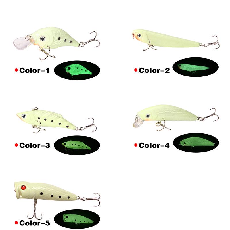 Long Casting Bass and Pike Special Lure Set with Night Glow Hard Bait and Small Fat PencilVIBMinobo Bionic Artificial Bait Fishi