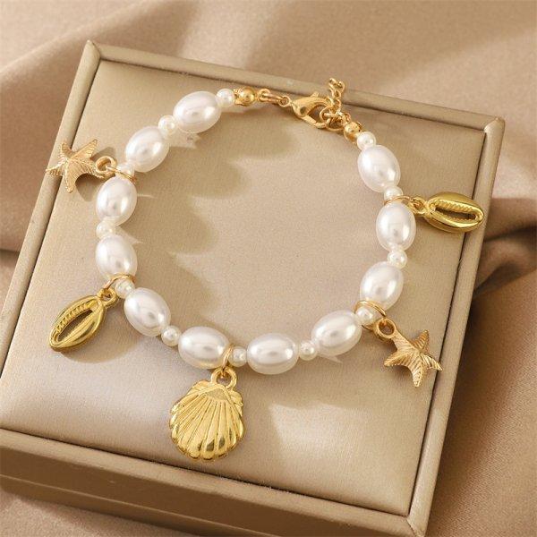 Bohemian Imitation Shell Beads Bracelet For Women Sea Star Turtle Woven Rope Bracelet Handmade Friendship Beach Holiday Jewelry
