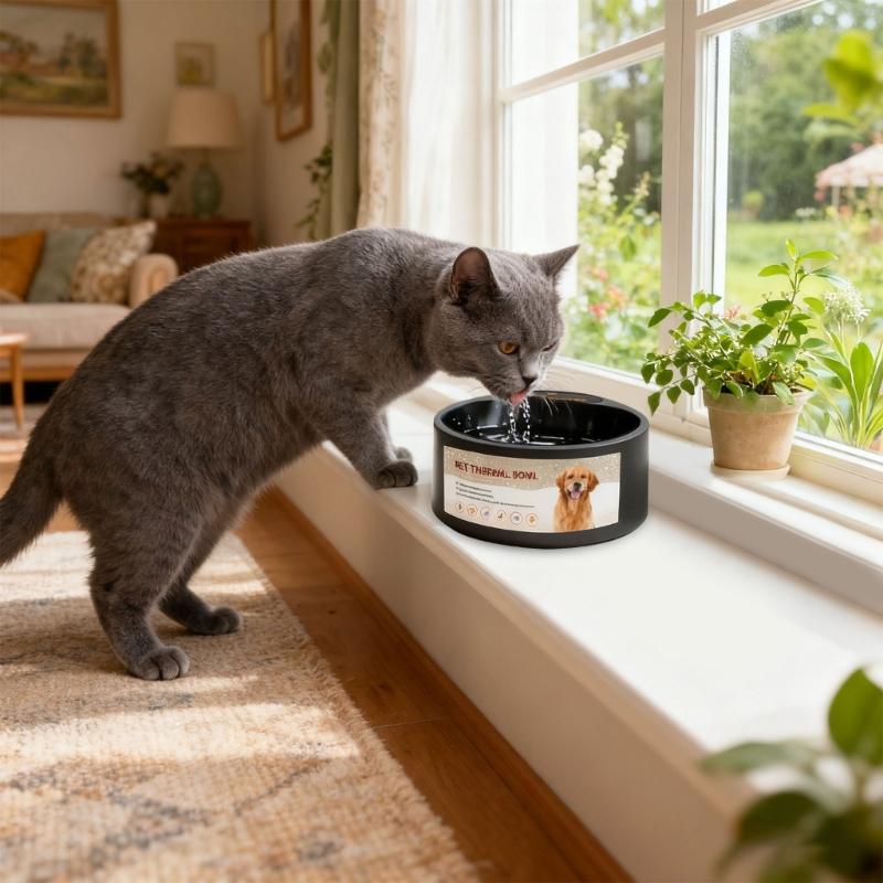 Heated Pet Bowl For Cats And Dogs With Antislip Base Temperature Control Dish For Cold Weather Indoor Outdoor Use
