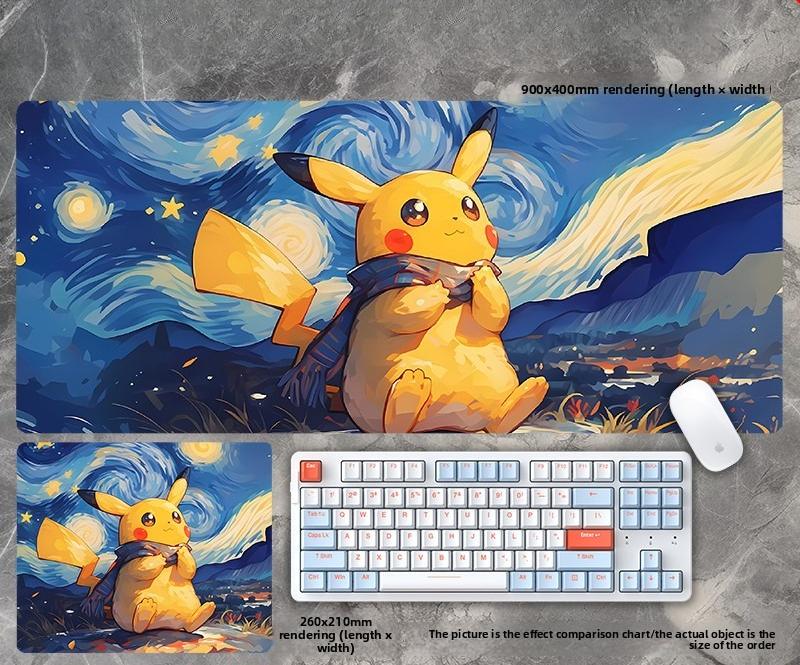 Cyberpunk Pikachu Pokemon Gaming Mouse Pad Custom Size NonSlip Desk Mat UltraClear Print Keyboard Pad for Gamers