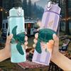 1 PZ Tartaruga Marina con Stampa Floreale 750ml Bottiglia d'Acqua Sportiva in Plastica Colorata Tappo Flip a Cannuccia Antigoccia Adatta per Sport Ufficio Uso Domestico