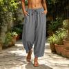 Women's Color Elastic Waist Drawstring Pants with Pockets, Casual Pants