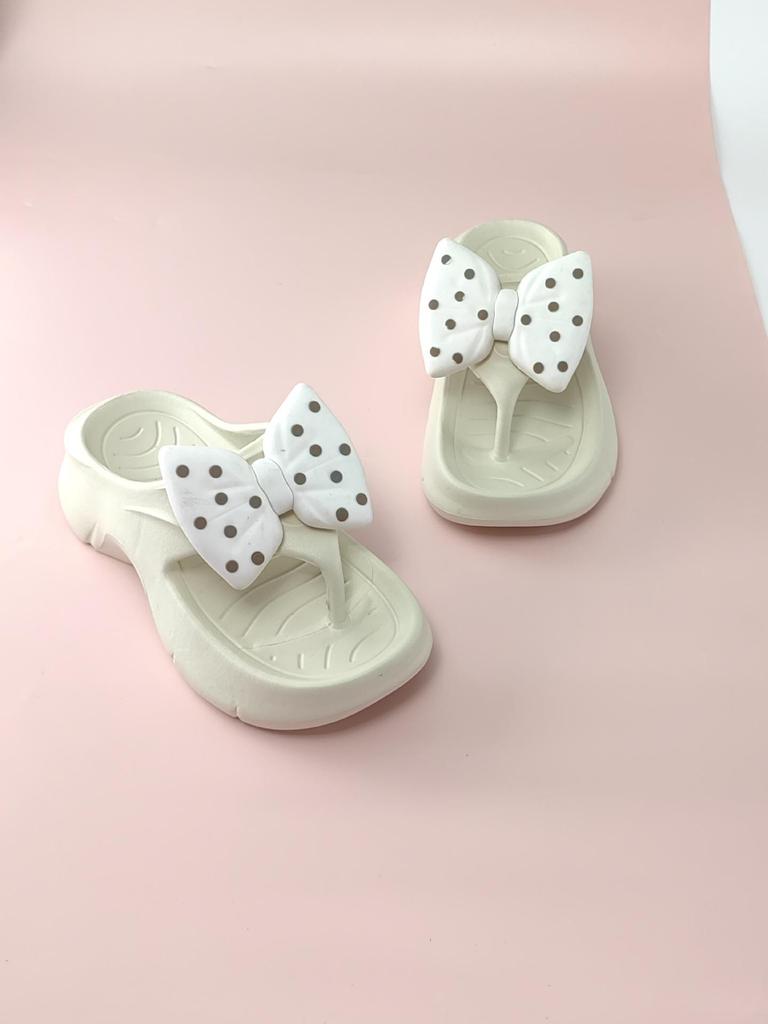 Women's Summer Polka Dot Bow Tie Sandals - Fashionable Thick Sole EVA Flip-Flops