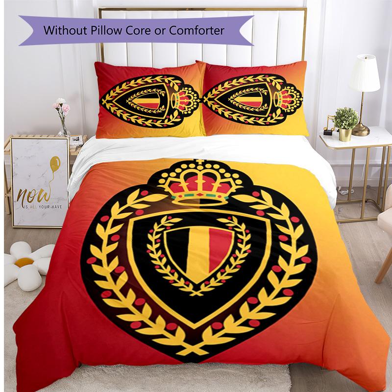 Set Biancheria da Letto Stampata Calcio Belgio 3 Pezzi Copriletto Traspirante Accogliente come Regalo per Inaugurazione Casa o Festa