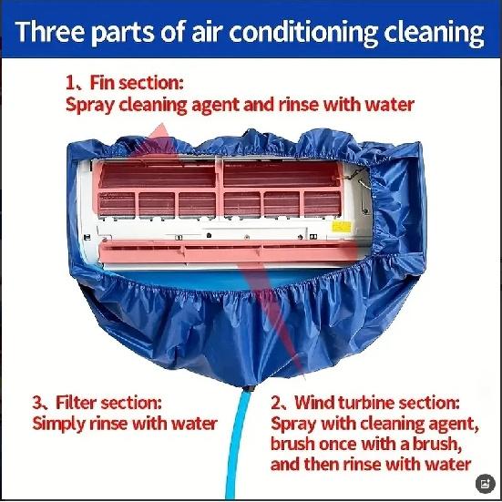 Summer Large Air Conditioning Cleaning Cover Kit 36000BTU Hanging AC Reusable Thickened Dust Water Bag Support Plate Cleaner Set